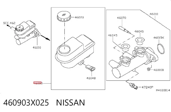 Depósito de líquido de frenos 460903X025 Nissan/Infiniti