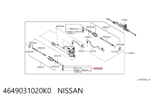 Rótula barra de dirección 4649031020K0 Nissan/Infiniti