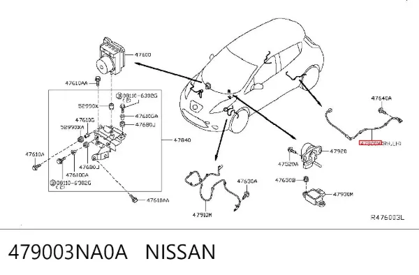 Sensor ABS trasero 479003NA0A Nissan/Infiniti