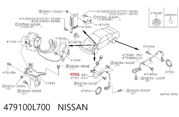 Sensor ABS delantero derecho 479100L700 Nissan/Infiniti