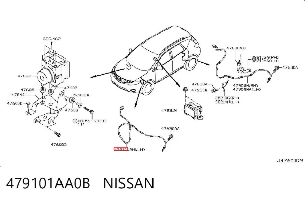 Sensor ABS 479101AA0B Nissan/Infiniti