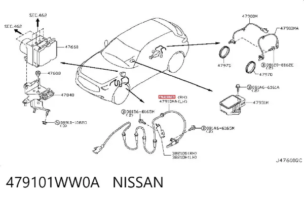 Sensor ABS 479101WW0A Nissan/Infiniti