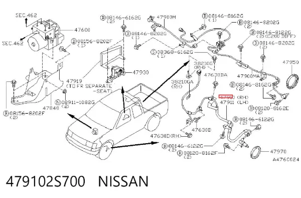 Sensor ABS delantero derecho 479102S700 Nissan/Infiniti