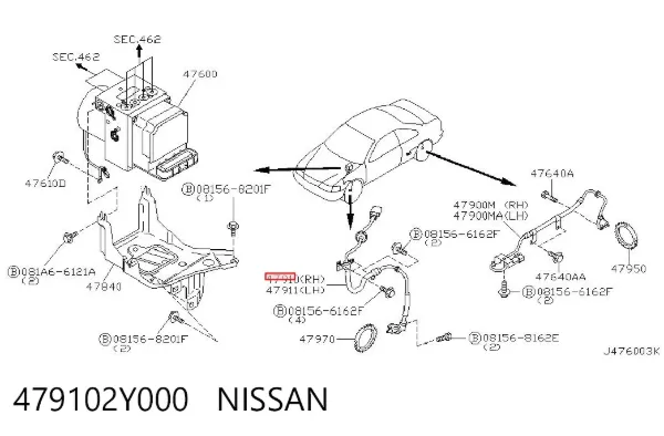 Sensor ABS delantero derecho 479102Y000 Nissan/Infiniti