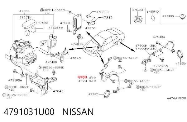 Sensor ABS delantero derecho 4791031U00 Nissan/Infiniti