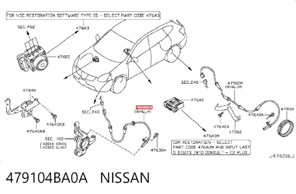 Sensor ABS 479104BA0A Nissan/Infiniti