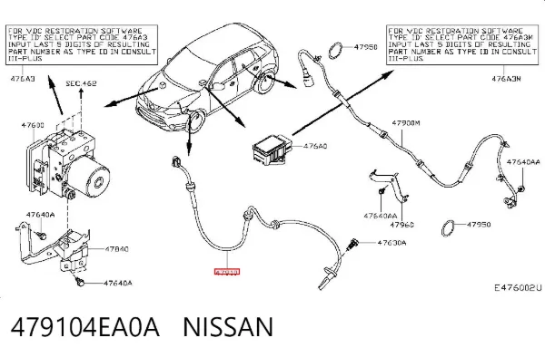 Sensor ABS 479104EA0A Nissan/Infiniti