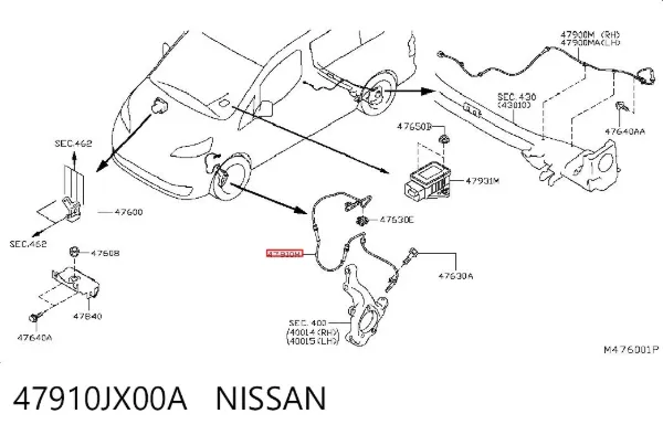 Sensor ABS 47910JX00A Nissan/Infiniti