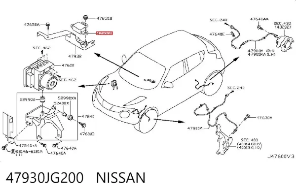 Sensor de aceleración lateral (ESP) 47930JG200 Nissan/Infiniti