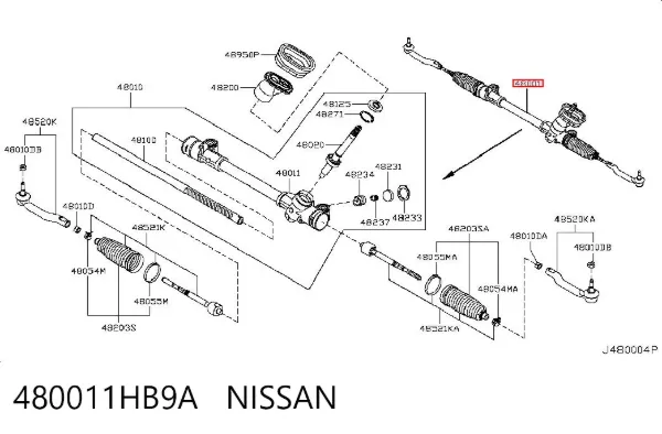 Cremallera de dirección 480011HB9A Nissan/Infiniti