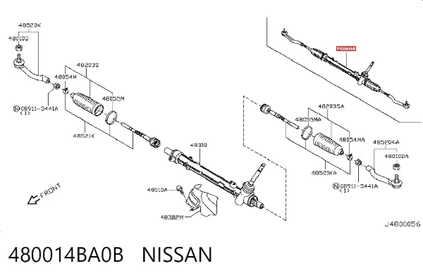 Cremallera de dirección 480014BA0B Nissan/Infiniti
