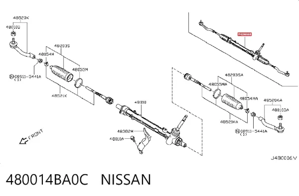 Cremallera de dirección 480014BA0C Nissan/Infiniti