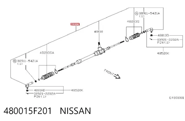 Cremallera de dirección 480015F201 Nissan/Infiniti