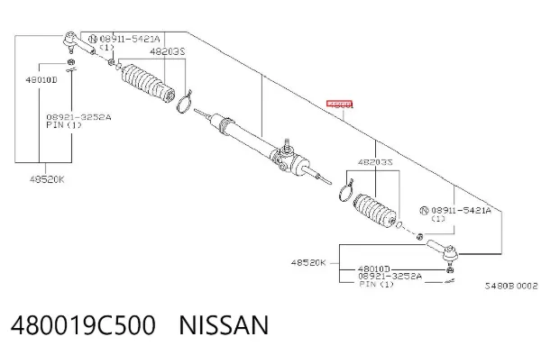Cremallera de dirección 480019C500 Nissan/Infiniti