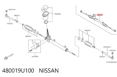 Cremallera de dirección NISSAN 480019U100