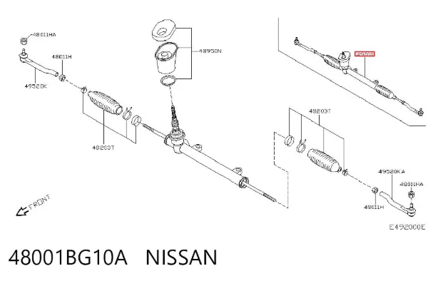Cremallera de dirección 48001BG10A Nissan/Infiniti
