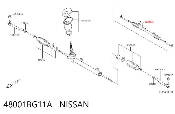 Cremallera de dirección 48001BG11A Nissan/Infiniti
