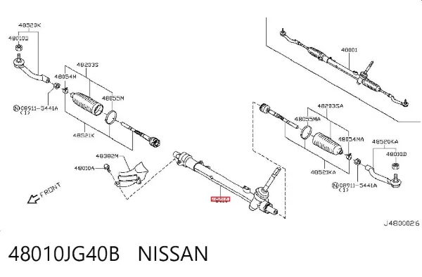 Cremallera de dirección 48010JG40B Nissan/Infiniti