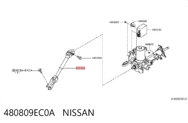 Eje inferior de la columna de dirección 480809EC0A Nissan/Infiniti