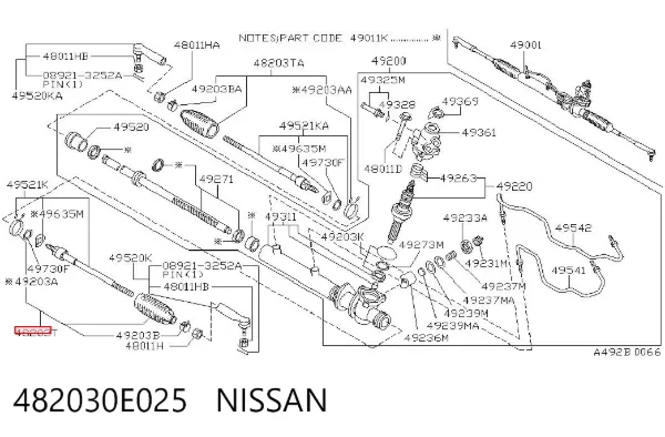 Fuelle dirección 482030E025 Nissan/Infiniti