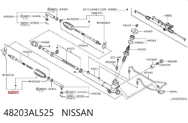 Fuelle dirección 48203AL525 Nissan/Infiniti