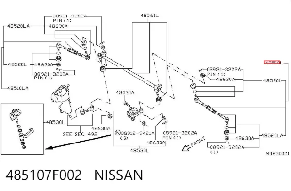 Barra de dirección completa 485107F002 Nissan/Infiniti