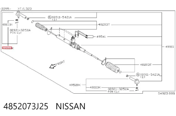 Rótula barra de dirección 4852073J25 Nissan/Infiniti