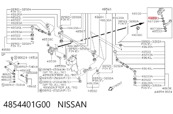 Buje del brazo oscilante 4854401G00 Nissan/Infiniti