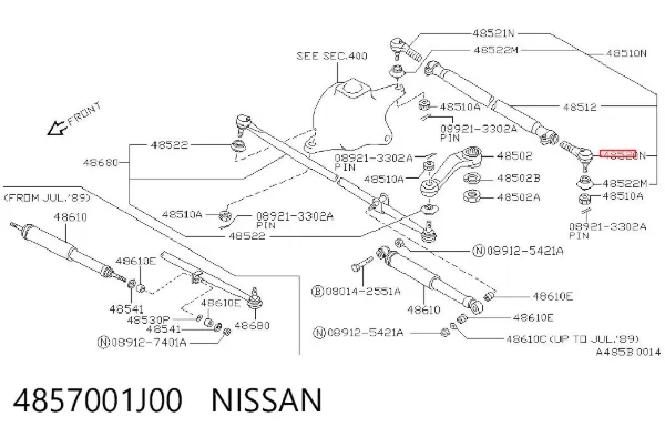 Rótula barra de dirección 4857001J00 Nissan/Infiniti