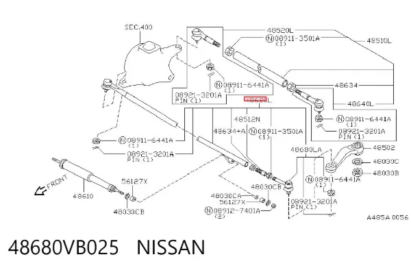 Barra de dirección completa 48680VB025 Nissan/Infiniti