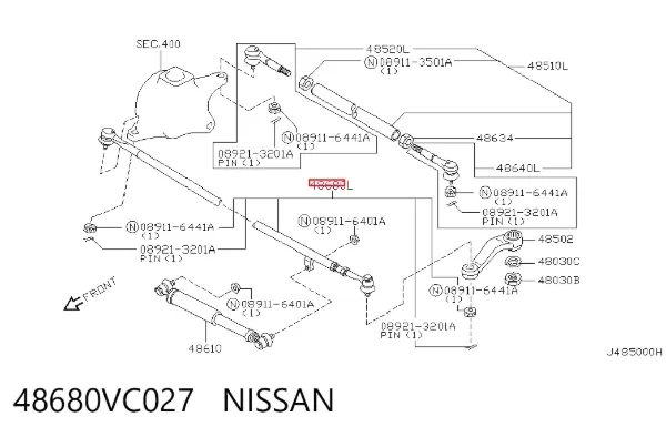 Barra central de dirección delantera 48680VC027 Nissan/Infiniti