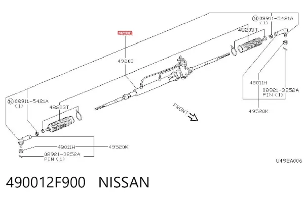 Cremallera de dirección 490012F900 Nissan/Infiniti