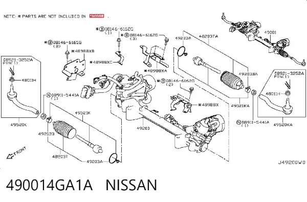 Cremallera de dirección 490014GA1A Nissan/Infiniti