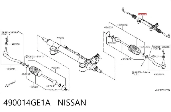 Cremallera de dirección 490014GE1A Nissan/Infiniti