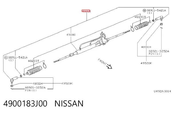 Cremallera de dirección 4900183J00 Nissan/Infiniti