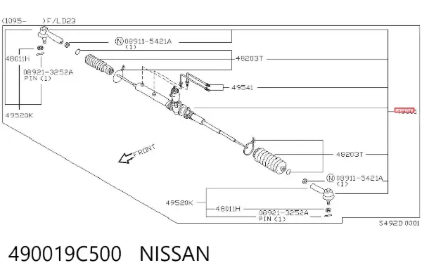 Cremallera de dirección 490019C500 Nissan/Infiniti