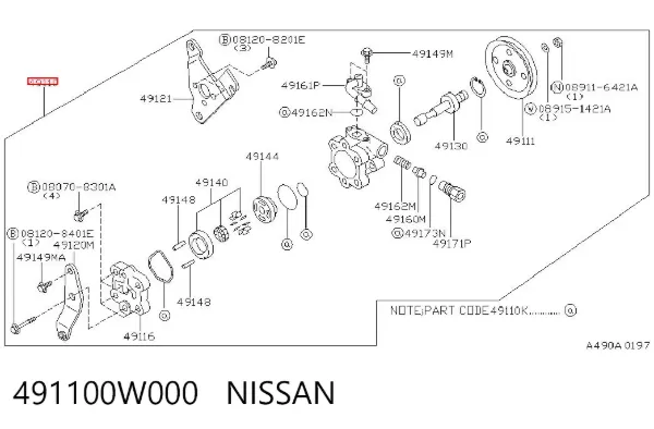 Bomba de dirección 491100W000 Nissan/Infiniti