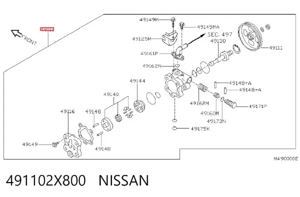 Bomba de dirección 491102X800 Nissan/Infiniti