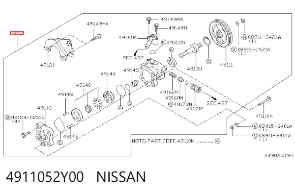 Bomba de dirección 4911052Y00 Nissan/Infiniti