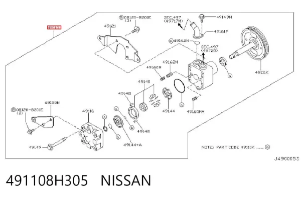 Bomba de dirección 491108H305 Nissan/Infiniti