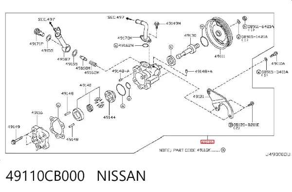 Bomba de dirección 49110CB000 Nissan/Infiniti
