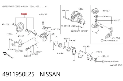 Juego de reparación de bomba de dirección hidráulica NISSAN 4911950L25