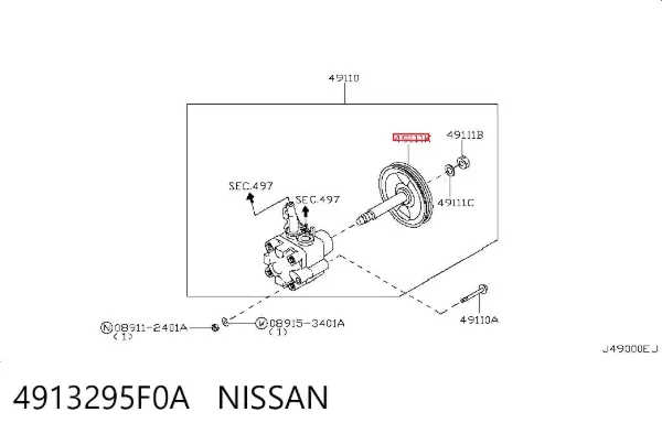 Polea de la bomba de dirección asistida 4913295F0A Nissan/Infiniti