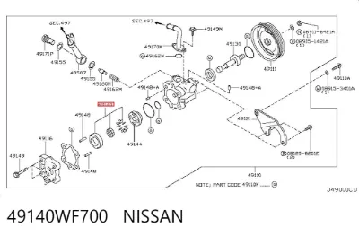 Rotor de bomba de dirección asistida NISSAN 49140WF700