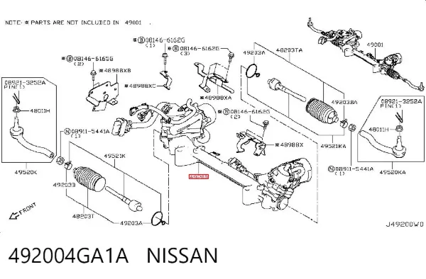 Cremallera de dirección 492004GA1A Nissan/Infiniti