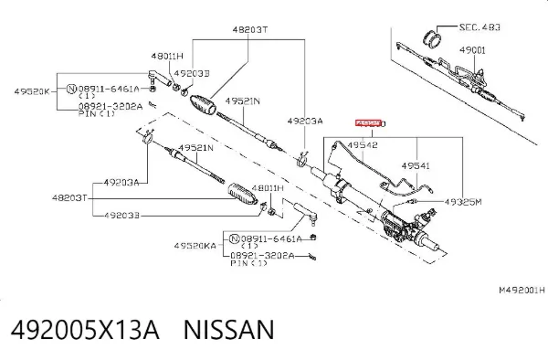 Cremallera de dirección 492005X13A Nissan/Infiniti