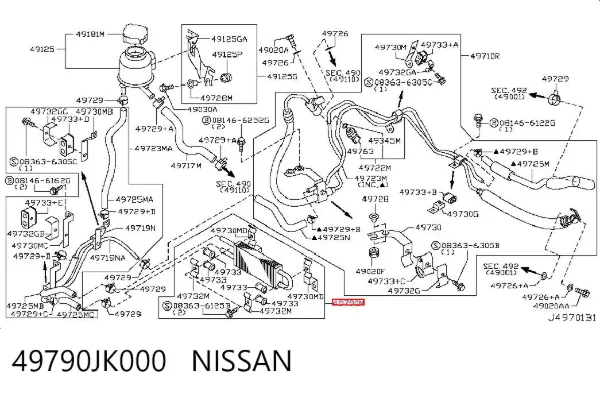 Radiador de dirección asistida 49790JK000 Nissan/Infiniti