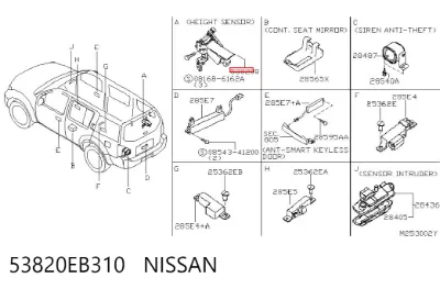 Barra trasera del sensor de nivel de carrocería NISSAN 53820EB310