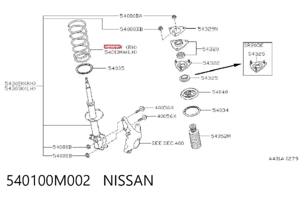 Muelle delantero 540100M002 Nissan/Infiniti