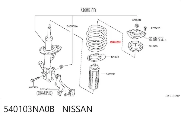Muelle delantero 540103NA0B Nissan/Infiniti